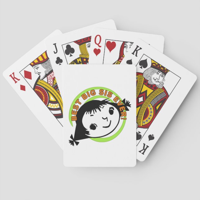 Retro Best Big Sister Ever Playing Cards (Back)