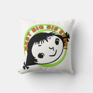 Retro Best Big Sister Ever Throw Pillow
