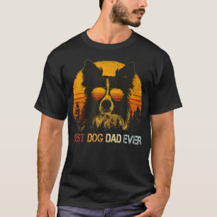 Retro Best Border Collie Dog Dad Ever Fathers T-Shirt