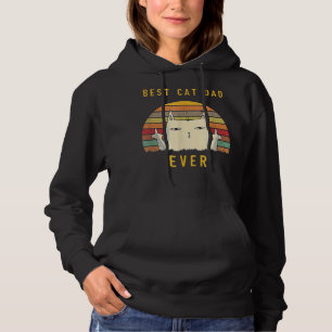 Retro Best Cat Dad Ever Cat Lover Funny Cat Daddy Hoodie