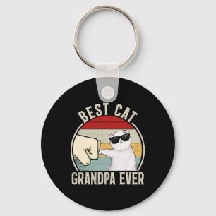 Retro Best Cat Grandpa Ever Funny Fist Bump Grandd Keychain