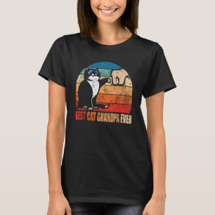 Retro Best Cat Grandpa Ever Funny Fist Bump Grandd T-Shirt