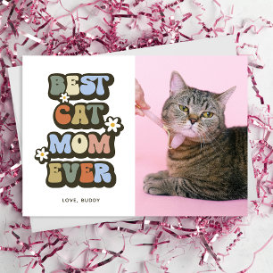 Retro Best Cat Mom Birthday Mothers Day Card