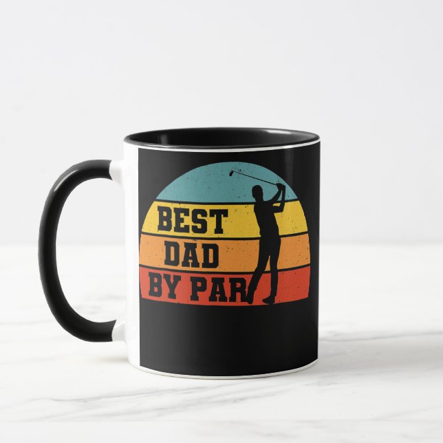 Retro Best Dad By Par Funny Golf Player Papa  Mug (Left)