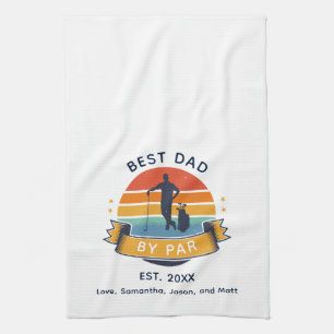 Retro Best Dad by Par Golfing Father's Day Custom Kitchen Towel