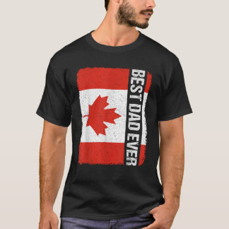 Retro Best Dad Ever Canada Flag Daddy Canadian Fat T-Shirt