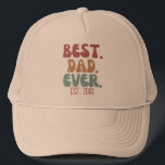 Retro Best Dad Ever Established Date New Dad Gift Trucker Hat<br><div class="desc">Best dad ever shirt with customizable established date in retro font and colours.</div>