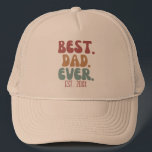 Retro Best Dad Ever Established Date New Dad Gift Trucker Hat<br><div class="desc">Best dad ever shirt with customizable established date in retro font and colours.</div>