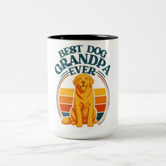 Retro Best Dog Grandpa Ever Golden Retriever Two-Tone Coffee Mug