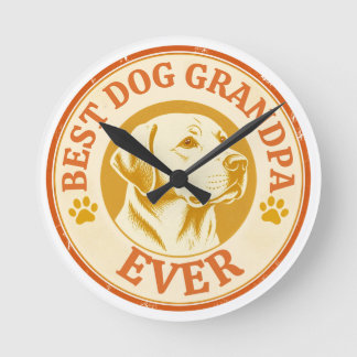 Retro Best Dog Grandpa Ever Labrador Round Clock