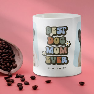 Retro Best Dog Mom 2 Photo Coffee Mug