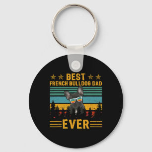 Retro Best French Bulldog Dad Ever Dog Father's Da Keychain