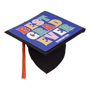 Retro Best Grad Ever Blue Graduation Cap Topper
