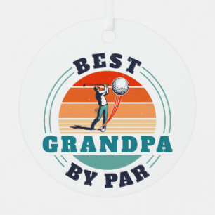 Retro Best Grandpa By Par Custom Christmas Metal Ornament