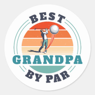 Retro Best Grandpa By Par Custom Fathers Day Classic Round Sticker