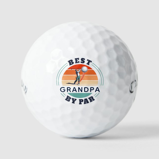 Retro Best Grandpa By Par Custom Fathers Day Golf Balls (Front)