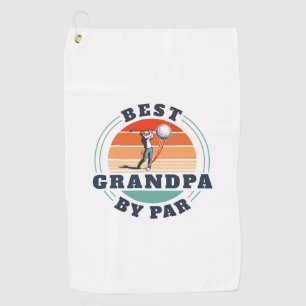 Retro Best Grandpa By Par Custom Fathers Day Golf Towel
