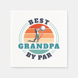 Retro Best Grandpa By Par Custom Fathers Day Napkin