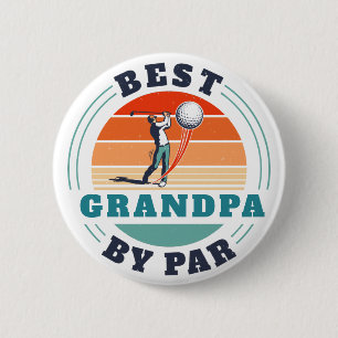 Retro Best Grandpa By Par Custom Golf Retirement 2 Inch Round Button