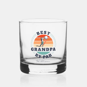Retro Best Grandpa By Par Fathers Day Personalized Whiskey Glass