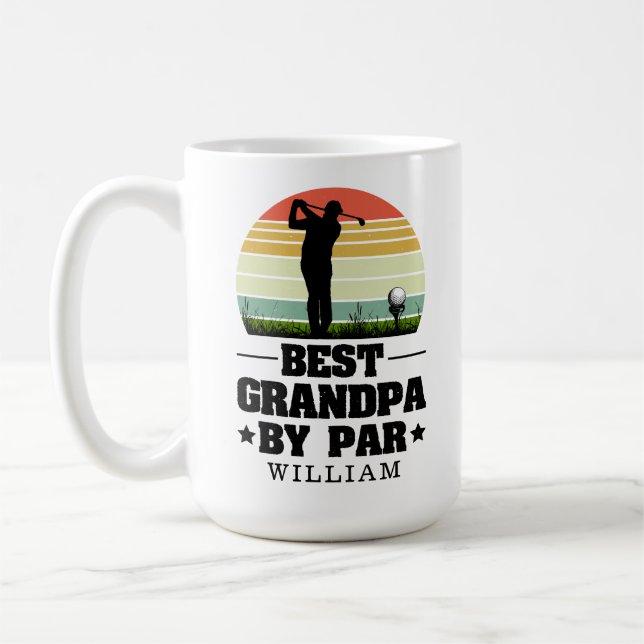 Retro Best Grandpa By Par Golf  | Grandparents day Coffee Mug (Left)