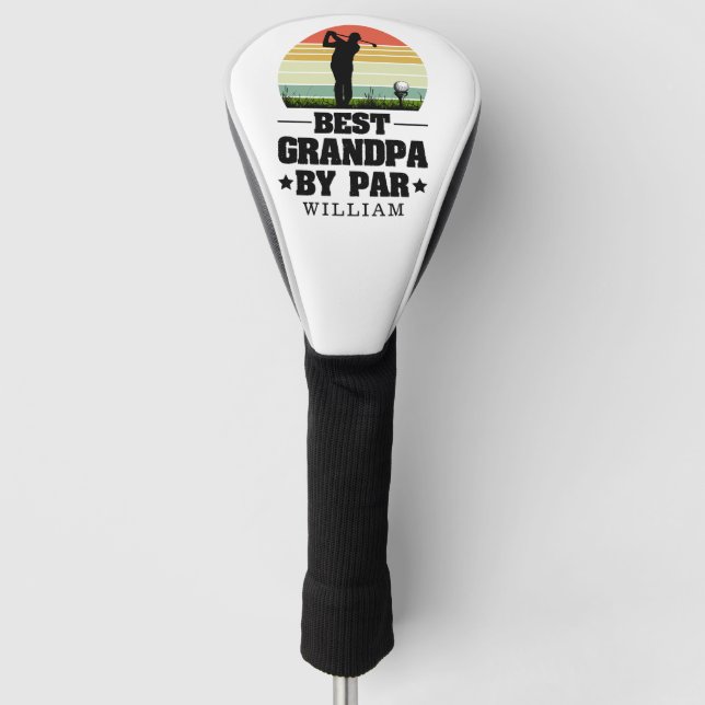 Retro Best Grandpa By Par Golf  | Grandparents day Golf Head Cover (Front)