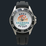 Retro Best Grandpa By Par Grandfather Birthday Watch<br><div class="desc">Retro Best Grandpa By Par design you can customize for the recipient of this cute golf theme design. Perfect gift for Father's Day or grandfather's birthday. The text "GRANDPA" can be customized with any dad moniker by clicking the "Personalize" button above. Can also double as a company swag if you...</div>