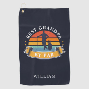 Retro Best Grandpa By Par Personalized Golfer Golf Towel