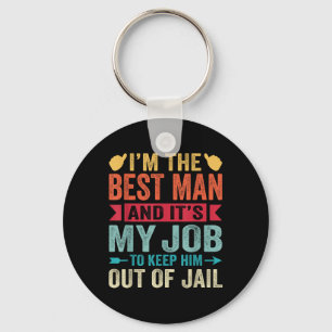Retro Best Man Wedding Groomsmen Funny Bridal Bach Keychain