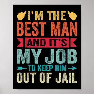 Retro Best Man Wedding Groomsmen Funny Bridal Bach Poster