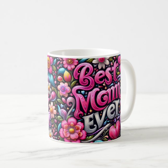 Retro Best Mom Ever Coffee Mug (Front Right)