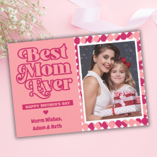 Retro Best Mom Ever Personalized Photo Mothers Day Card