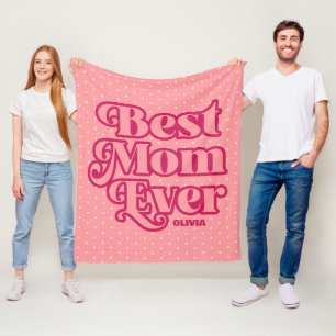 Retro Best Mom Ever Pink Groovy Mother's Day Gift Fleece Blanket