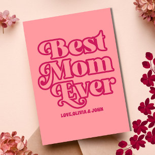 Retro Best Mom Ever Pink Groovy Mother's Day Photo Card
