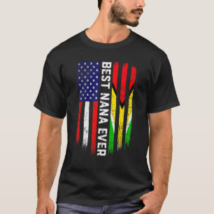 Retro Best Nana Ever American Guyana Flag Mother's T-Shirt