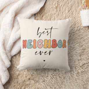 Retro Best Neighbour Ever Cute Throw Pillow