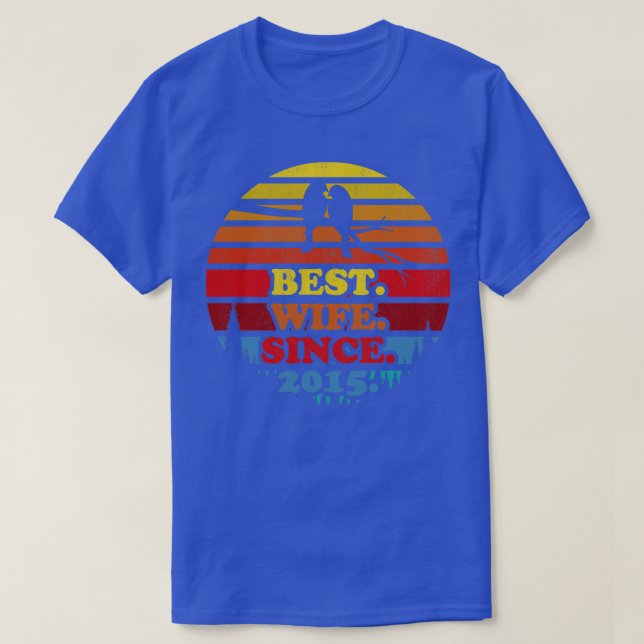 Retro Best Wife Since 2015 Sunset Wedding Annivers T-Shirt (Design Front)