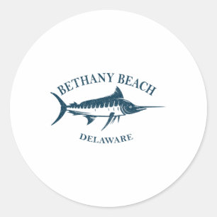 Retro Bethany Beach Delaware Vintage Fishing Boati Classic Round Sticker