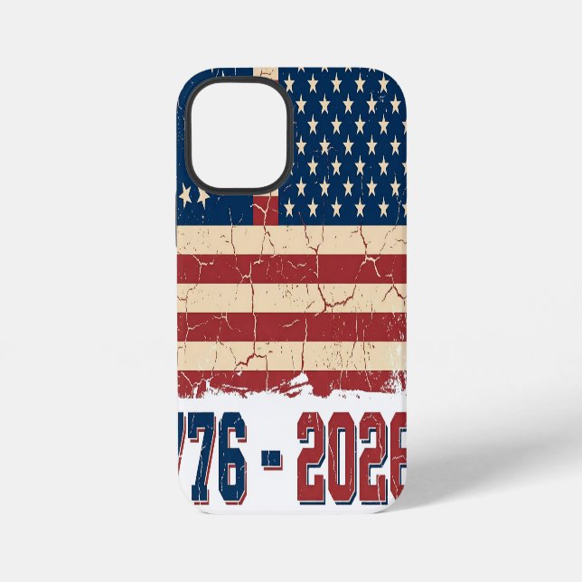 Retro Betsy Ross & 50-Star Flag 2026 Semiquincente iPhone Case (Back)