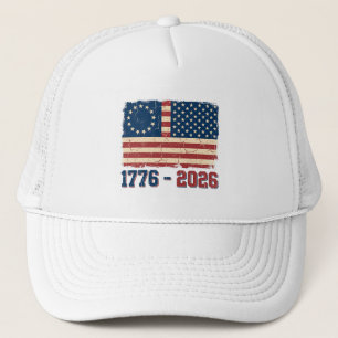 Retro Betsy Ross & 50-Star Flag 2026 Semiquincente Trucker Hat