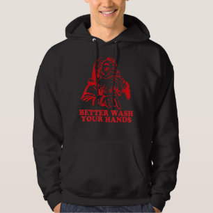 Retro Better Wash Your Hands Funny Santa Christmas Hoodie