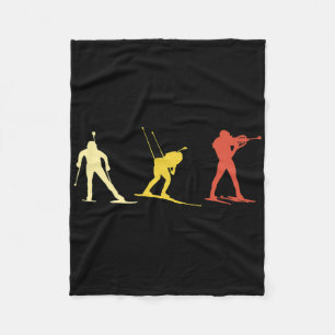 Retro Biathlon Cross Country Skiing Wintersport Bi Fleece Blanket