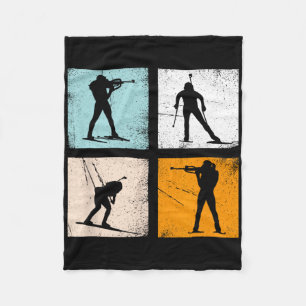 Retro Biathlon Wintersports Fans Men Women Kids Fleece Blanket
