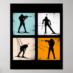 Retro Biathlon Wintersports Fans Men Women Kids Poster
