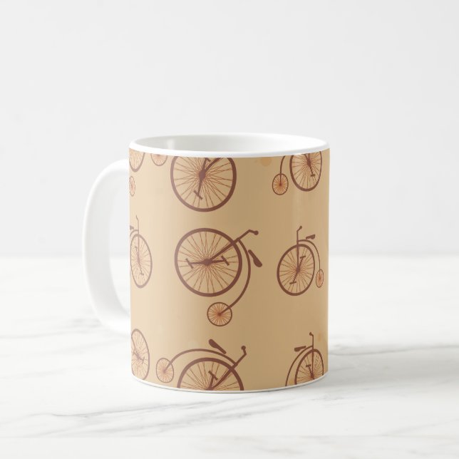 Retro Bicycle Pattern Coffee Mug (Front Left)