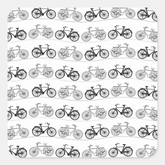 Retro Bicycle Pattern Square Sticker (Front)