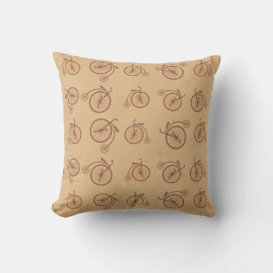 Retro Bicycle Pattern Throw Pillow