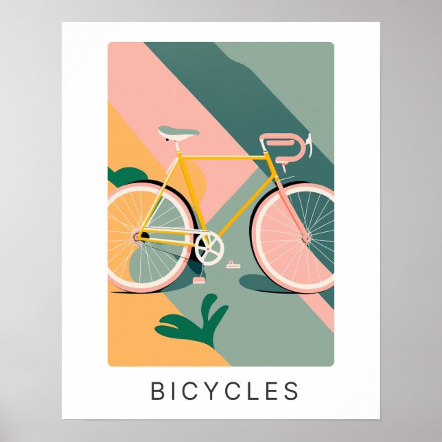 Retro bicycle print in pastel | Transportation (Front)