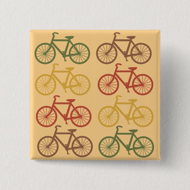 Retro Bicycles 2 Inch Square Button (Front)