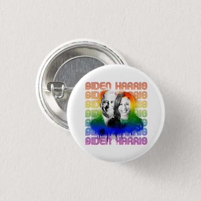 Retro Biden Harris Pride 1 Inch Round Button (Front & Back)